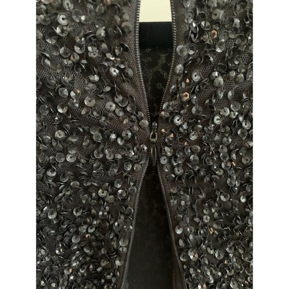 Pisarro Nights-Sequin Evening Gown-Long Sleeve-Formal Dress-Black-Poly Blend-12P - Picture 5 of 6